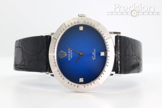 Rolex Cellini Ref: 4083 Blue Vignette Dial ŵ Diamond Hour-Markers