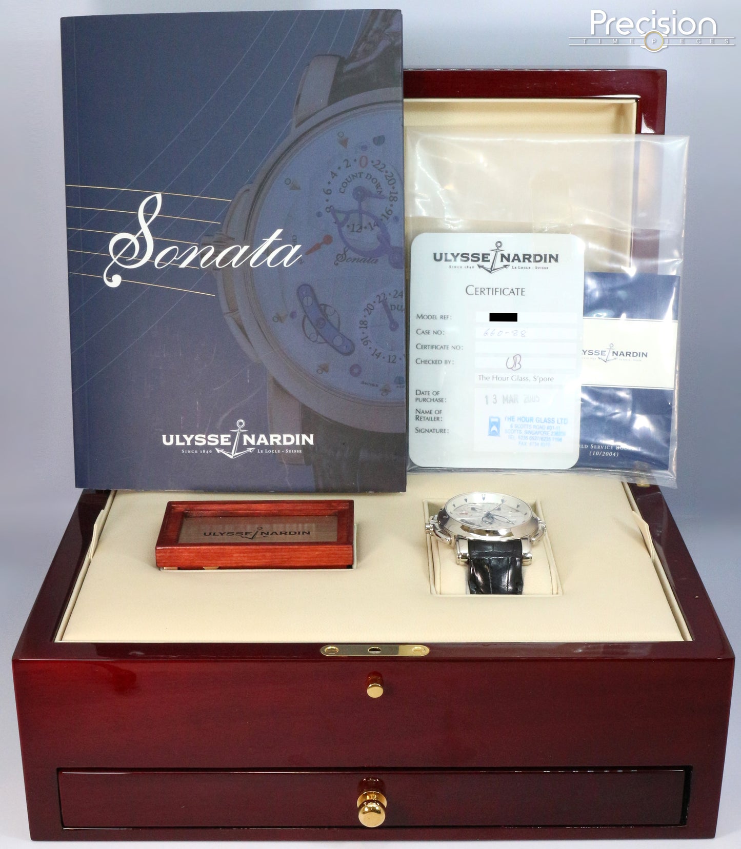 Ulysse Nardin Sonata Ref: 660-88 42mm 18K White Gold Full Set