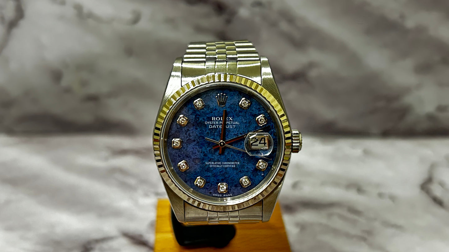 Rolex DateJust 36 Ref: 16234 Rare Sodalite Dial Full Set Mint (Excellent dial)