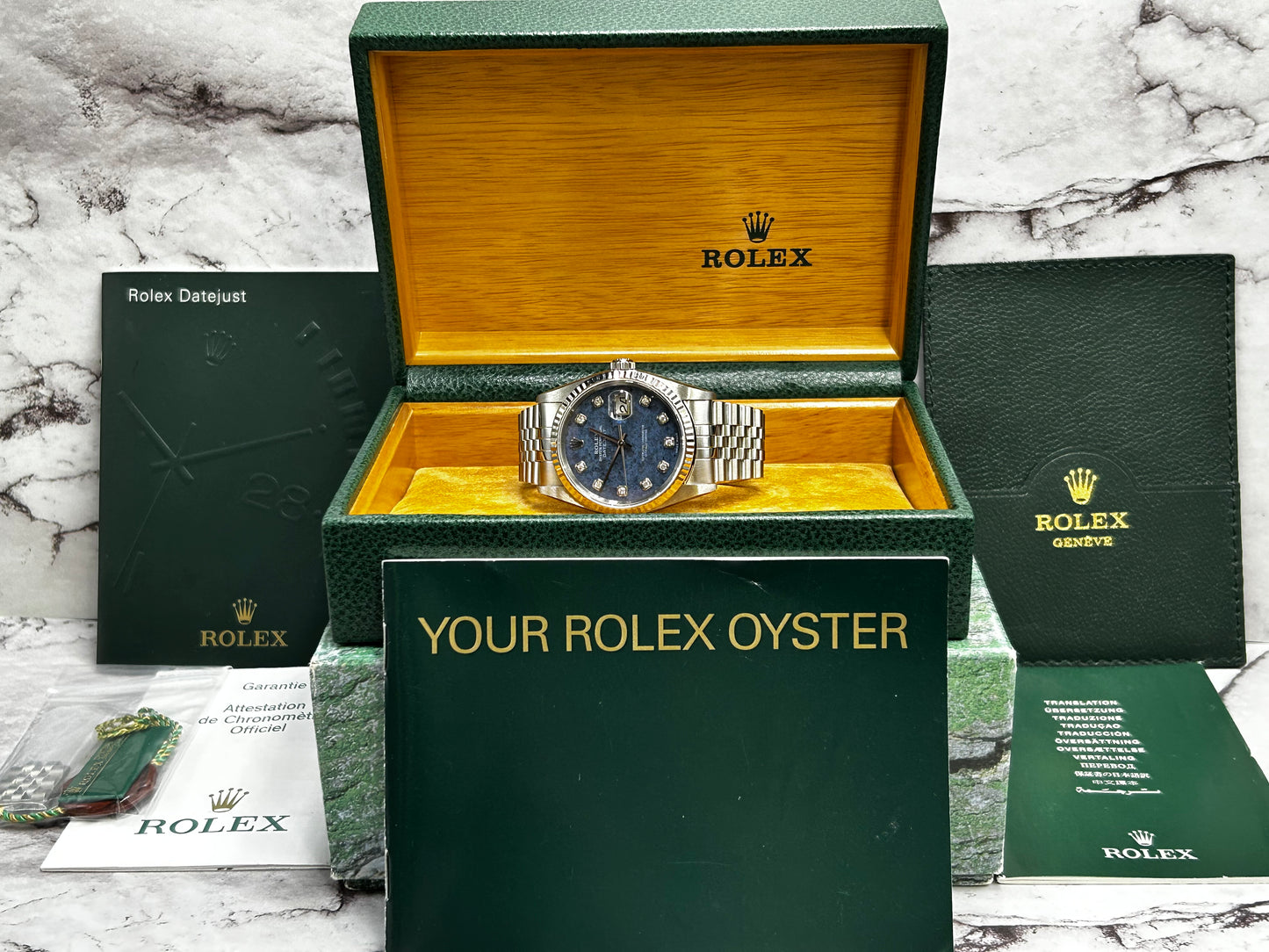Rolex DateJust 36 Ref: 16234 Rare Sodalite Dial Full Set Mint (Excellent dial)