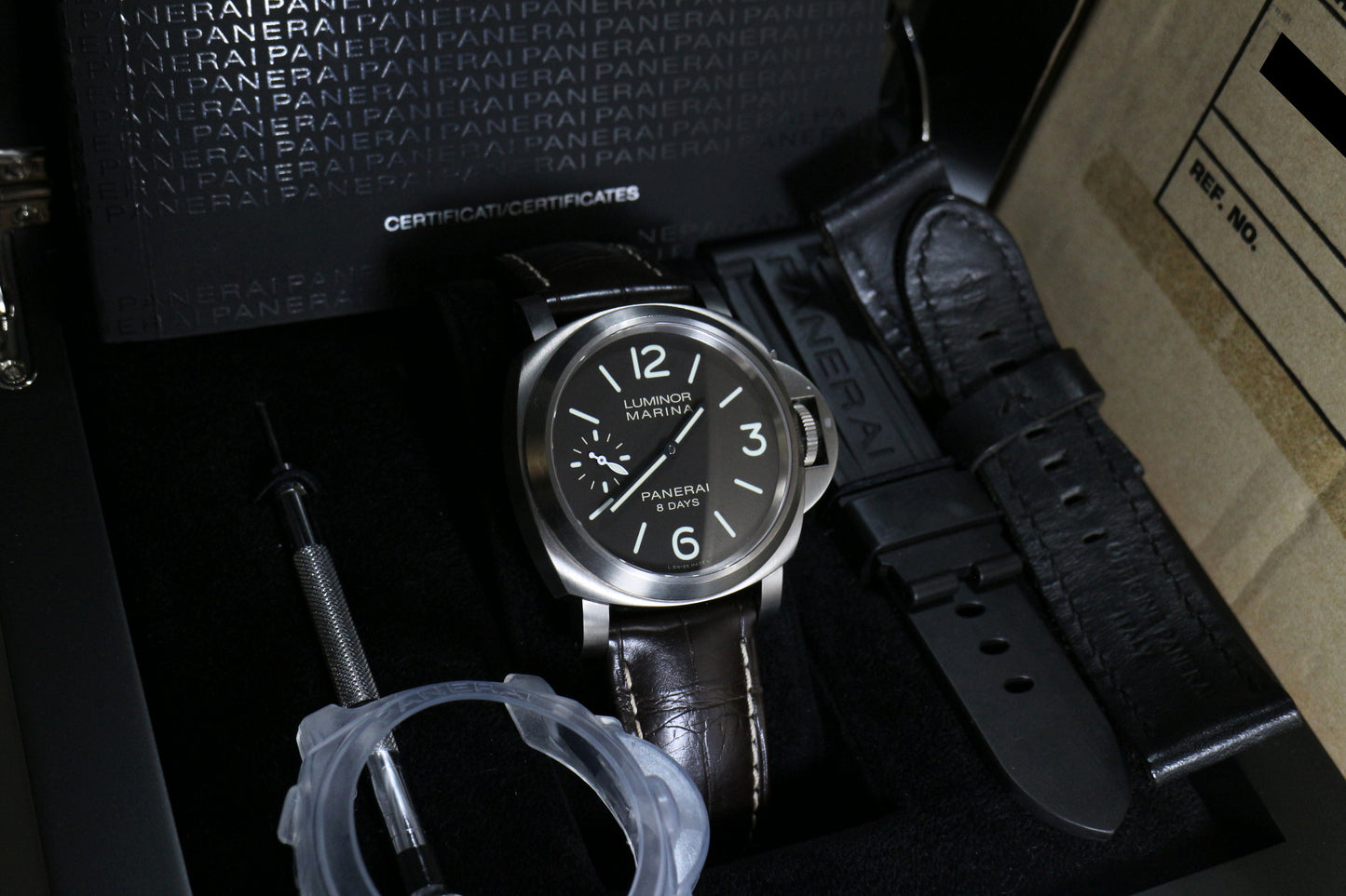 Panerai Ref: PAM 00564 Luminor Marina 8 Days Titanium Case Dark Chocolate Full Set