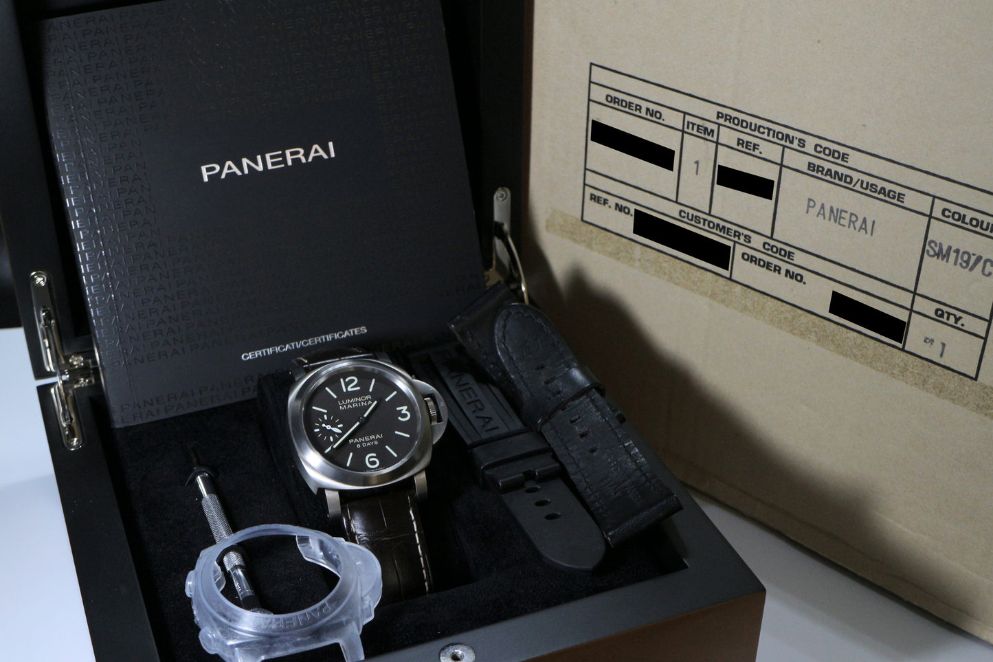 Panerai Ref: PAM 00564 Luminor Marina 8 Days Titanium Case Dark Chocolate Full Set