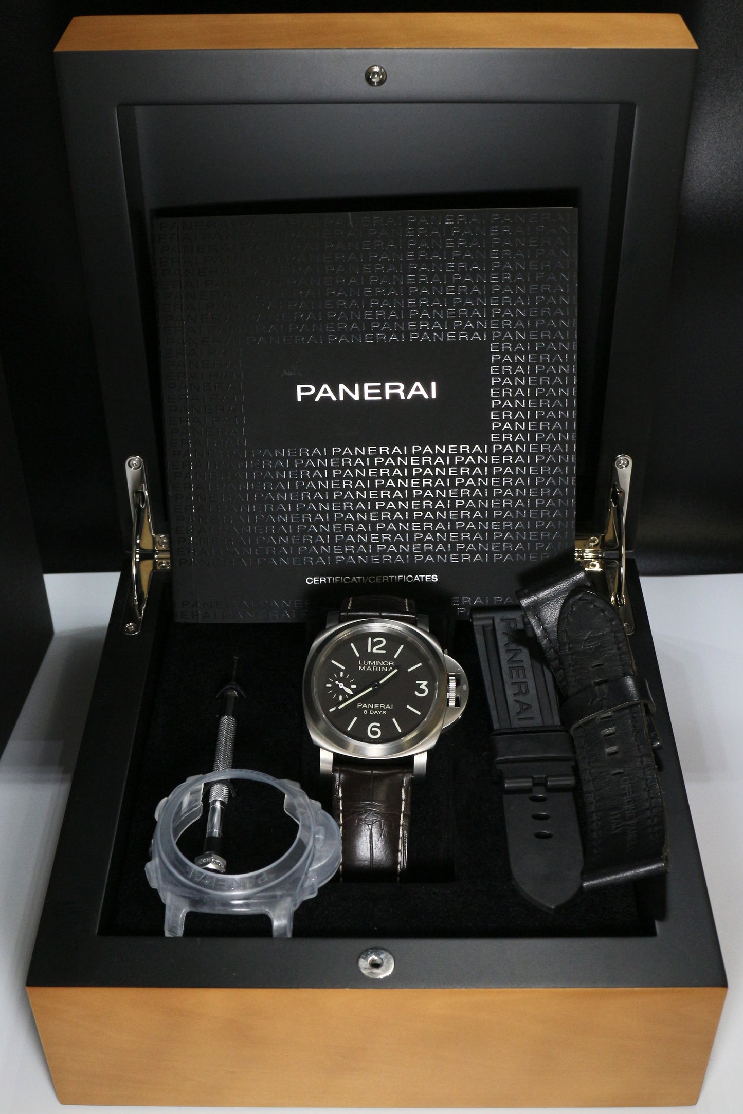 Panerai Ref: PAM 00564 Luminor Marina 8 Days Titanium Case Dark Chocolate Full Set
