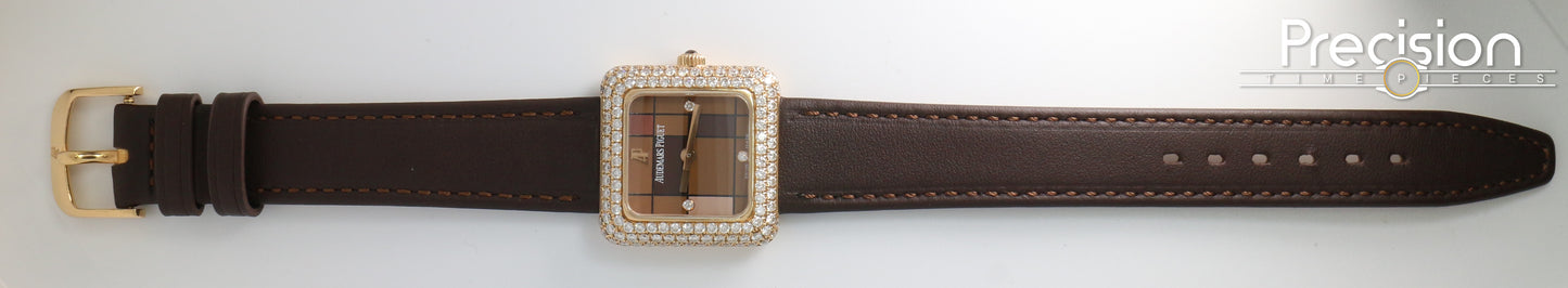 Audemars Piguet 25mm Rose Gold Factory Set Double Row Diamond Bezel