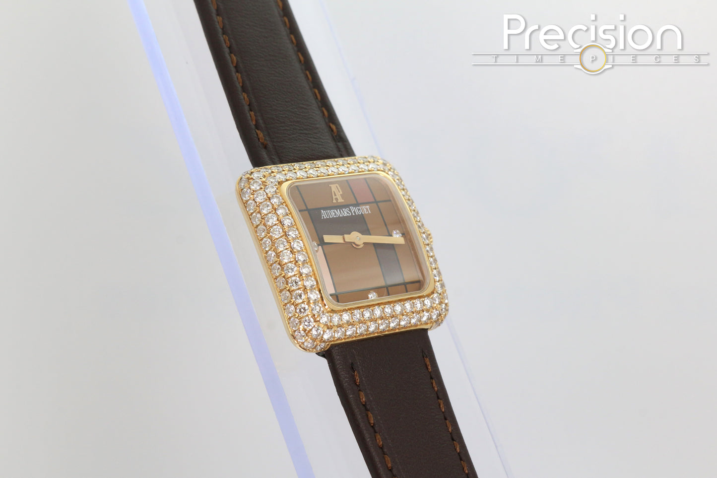 Audemars Piguet 25mm Rose Gold Factory Set Double Row Diamond Bezel