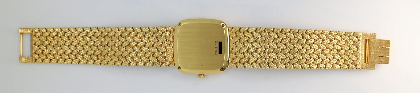 Piaget 18K Yellow Gold Lapis & Diamonds Dial Square Case 23mm Manual Wind