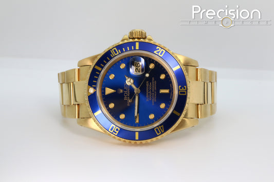 Rolex Submariner Ref: 16808 Blue Sub 18K Yellow Gold 40mm