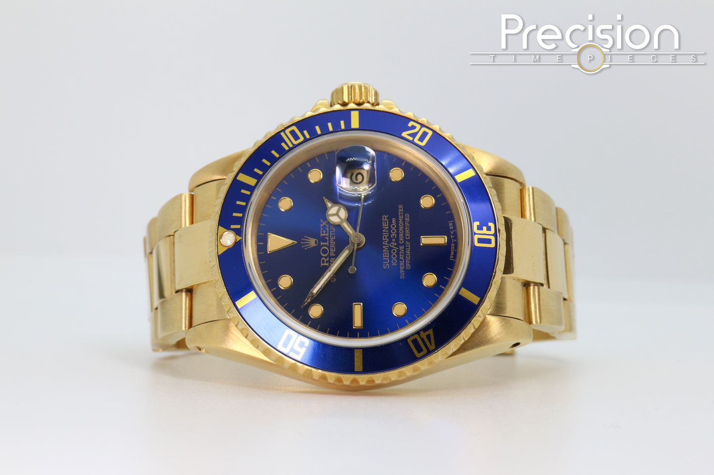 Rolex Submariner Ref: 16808 Blue Sub 18K Yellow Gold 40mm