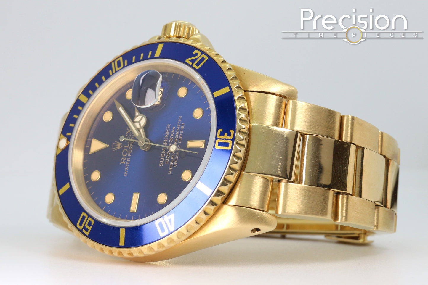 Rolex Submariner Ref: 16808 Blue Sub 18K Yellow Gold 40mm