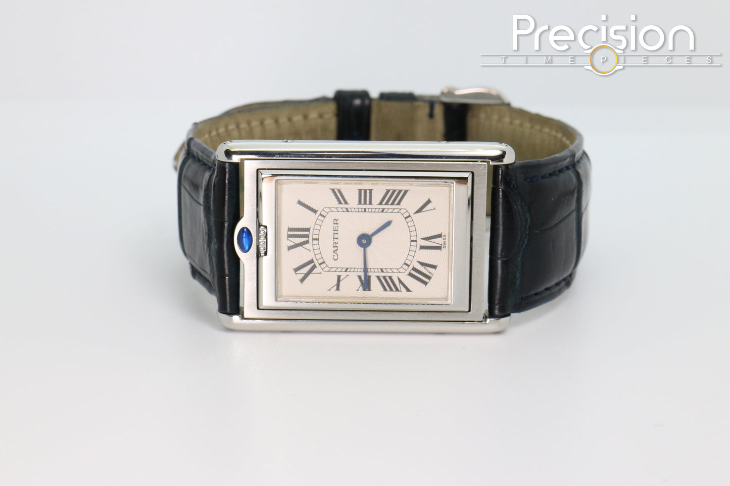 Cartier Tank Basculante Ref: 2390 Full Set White with Guilloché Pattern