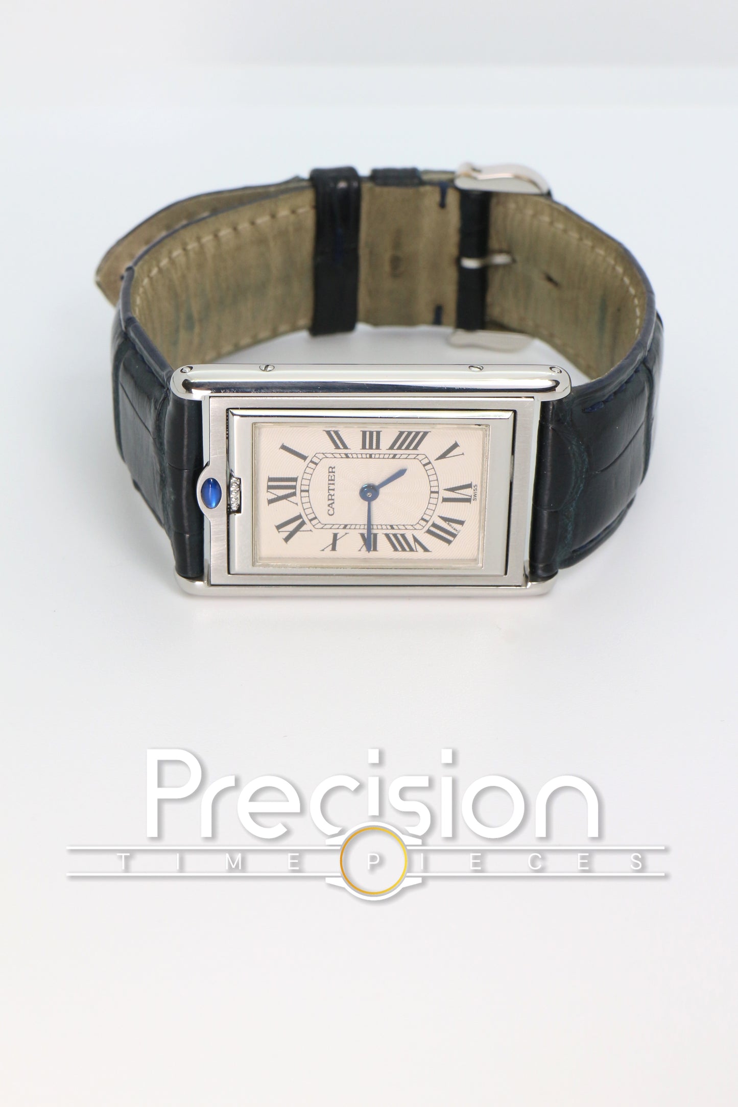 Cartier Tank Basculante Ref: 2390 Full Set White with Guilloché Pattern