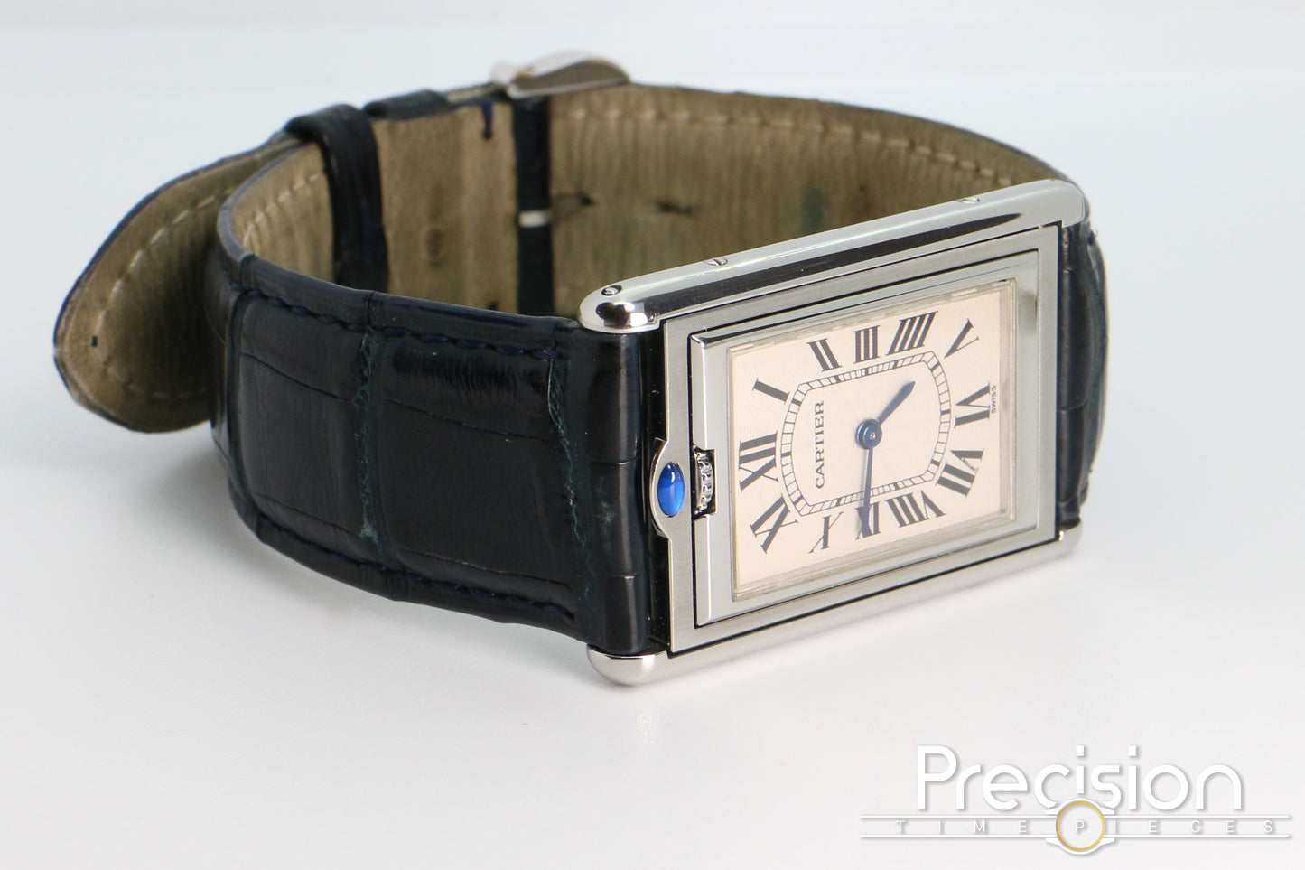 Cartier Tank Basculante Ref: 2390 Full Set White with Guilloché Pattern