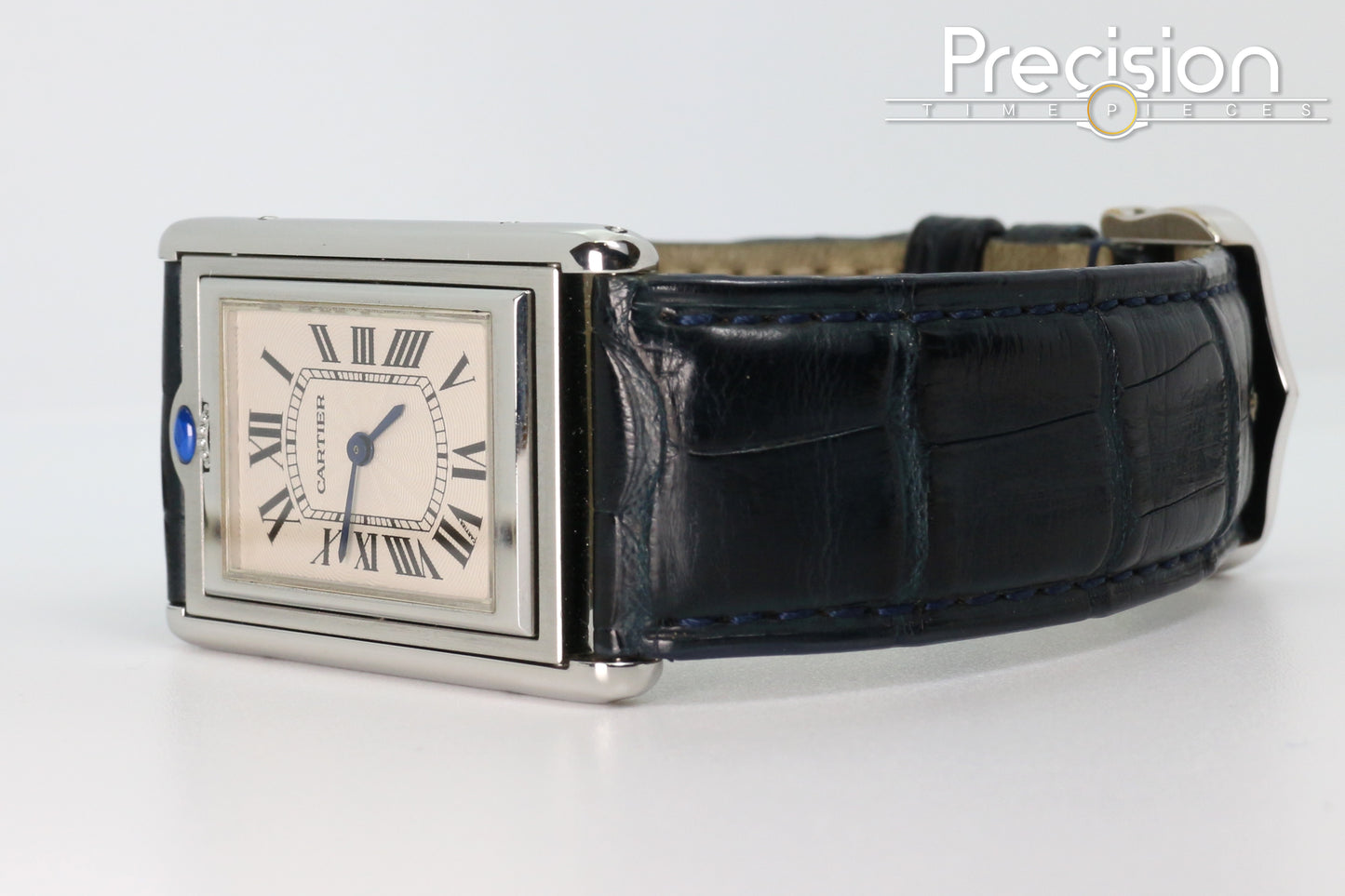 Cartier Tank Basculante Ref: 2390 Full Set White with Guilloché Pattern