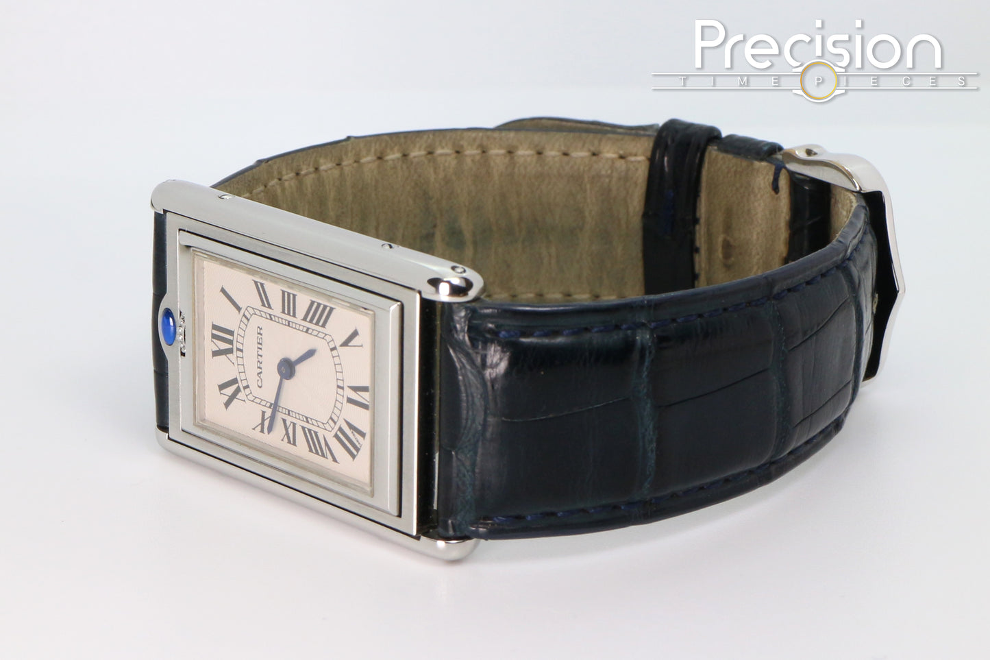Cartier Tank Basculante Ref: 2390 Full Set White with Guilloché Pattern