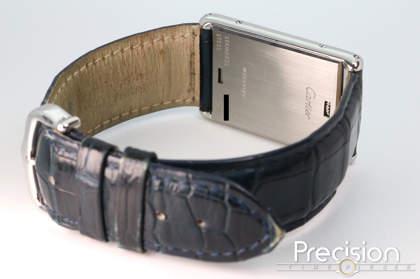 Cartier Tank Basculante Ref: 2390 Full Set White with Guilloché Pattern