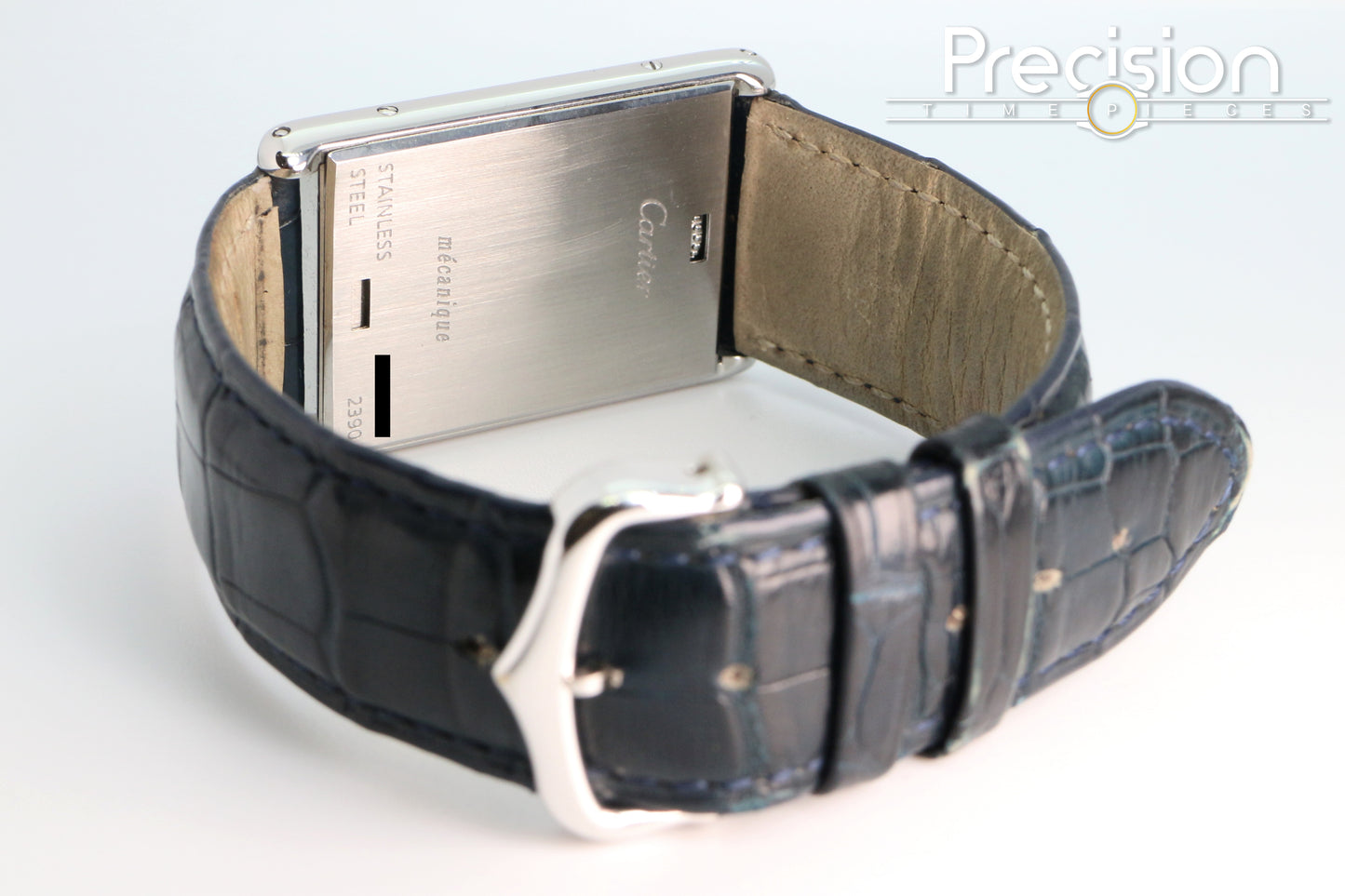 Cartier Tank Basculante Ref: 2390 Full Set White with Guilloché Pattern