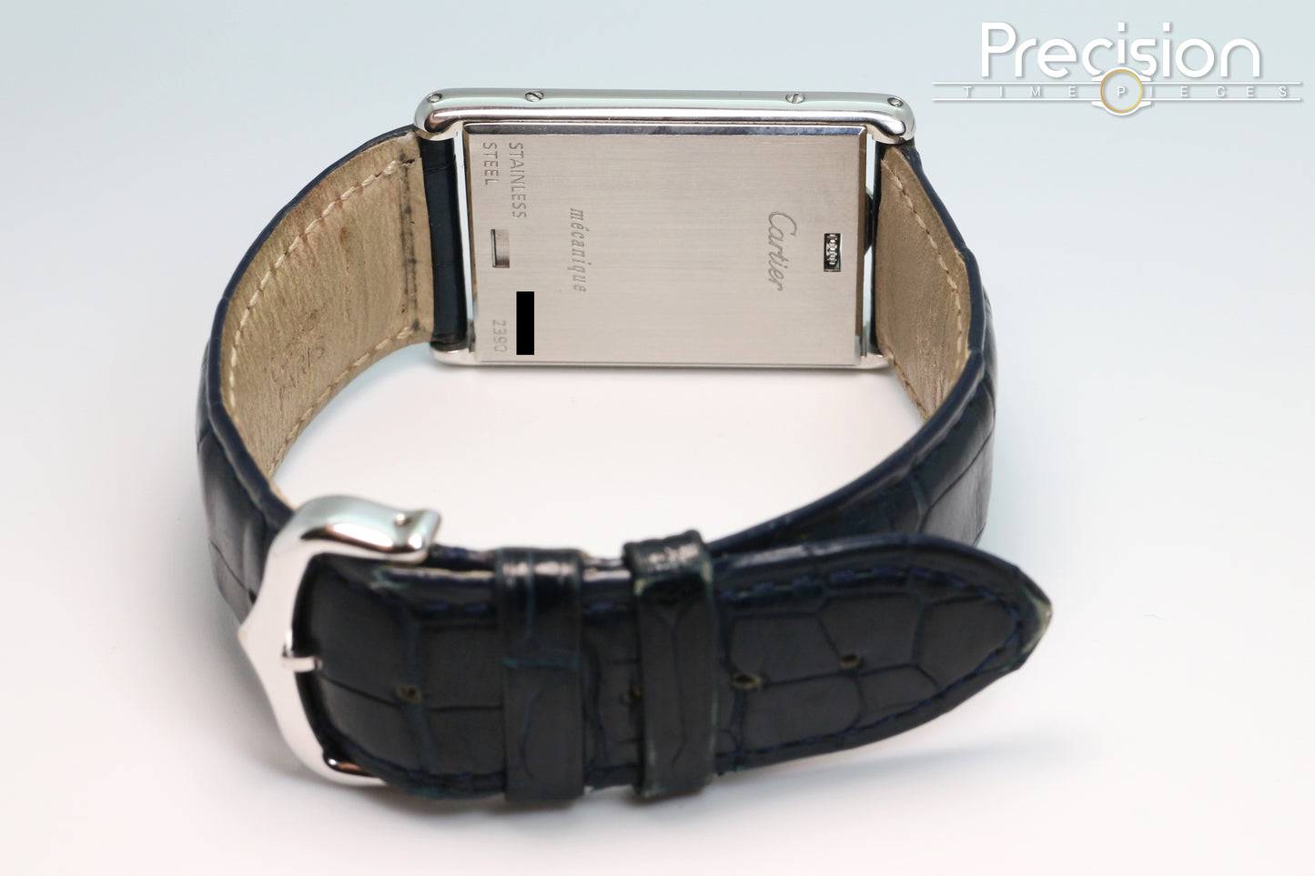 Cartier Tank Basculante Ref: 2390 Full Set White with Guilloché Pattern