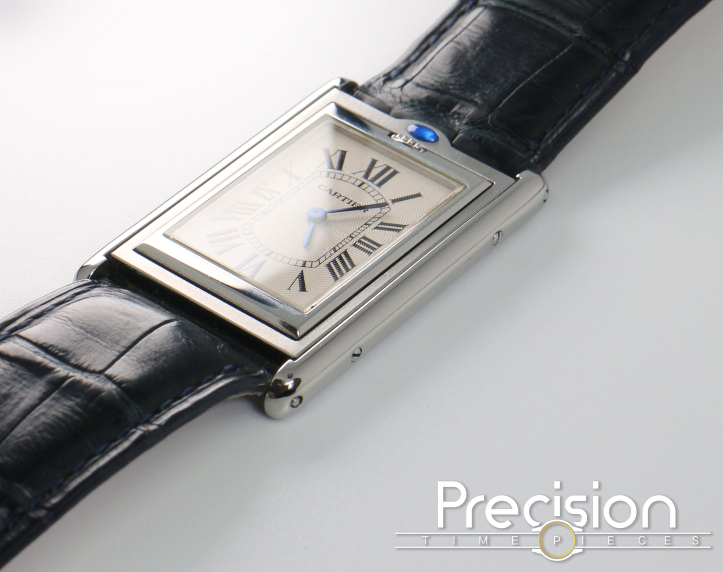 Cartier Tank Basculante Ref: 2390 Full Set White with Guilloché Pattern