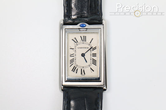 Cartier Tank Basculante Ref: 2390 Full Set White with Guilloché Pattern