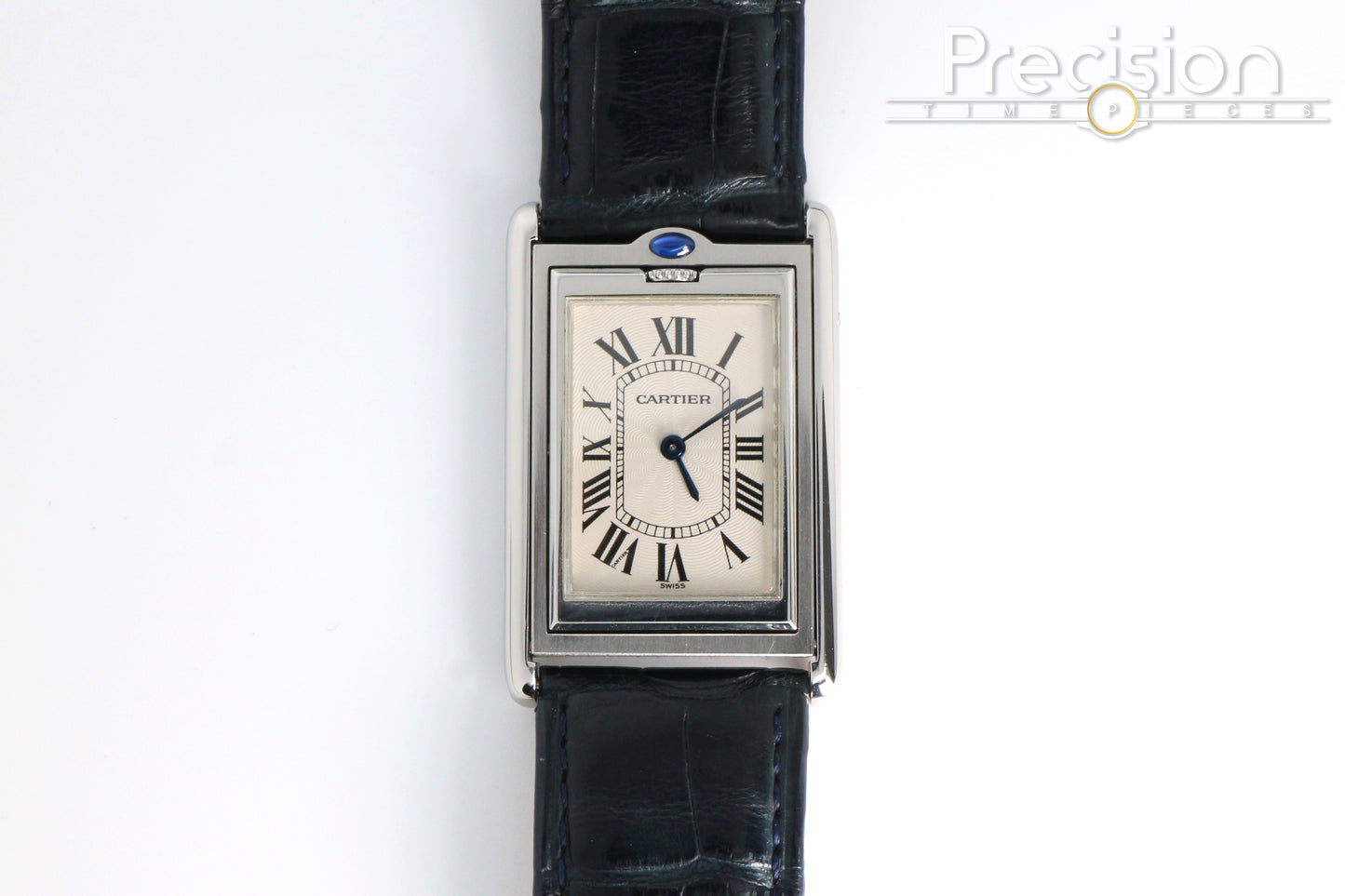 Cartier Tank Basculante Ref: 2390 Full Set White with Guilloché Pattern