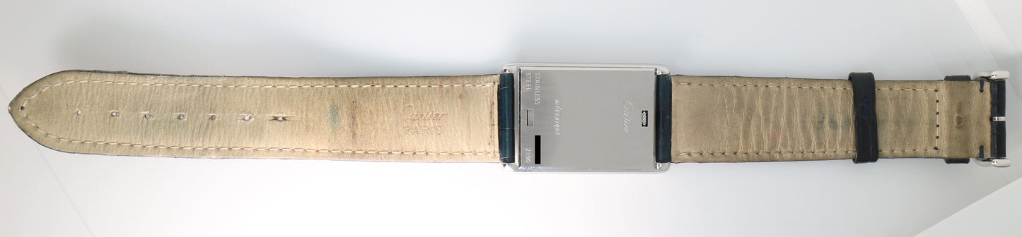 Cartier Tank Basculante Ref: 2390 Full Set White with Guilloché Pattern