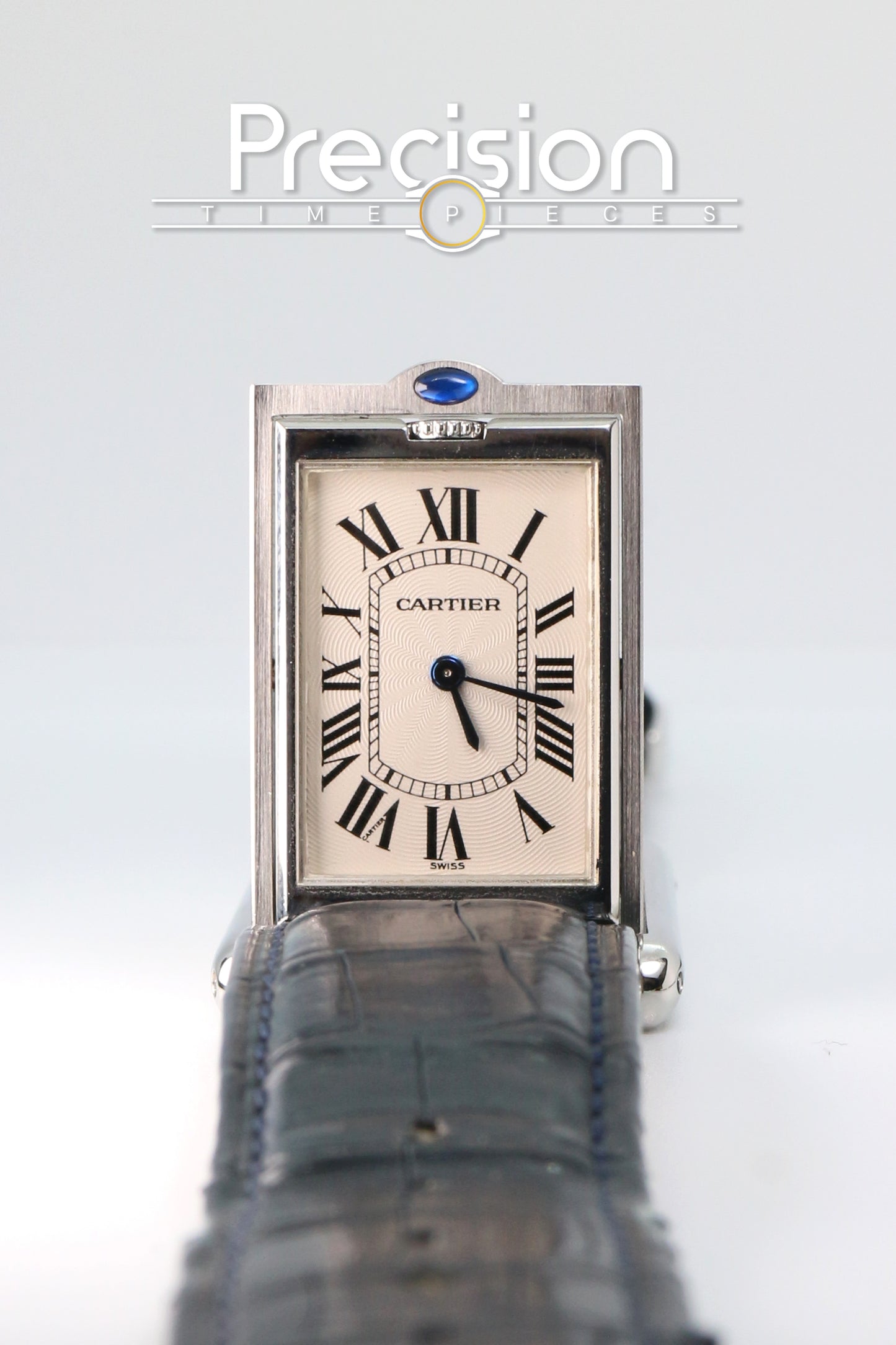 Cartier Tank Basculante Ref: 2390 Full Set White with Guilloché Pattern