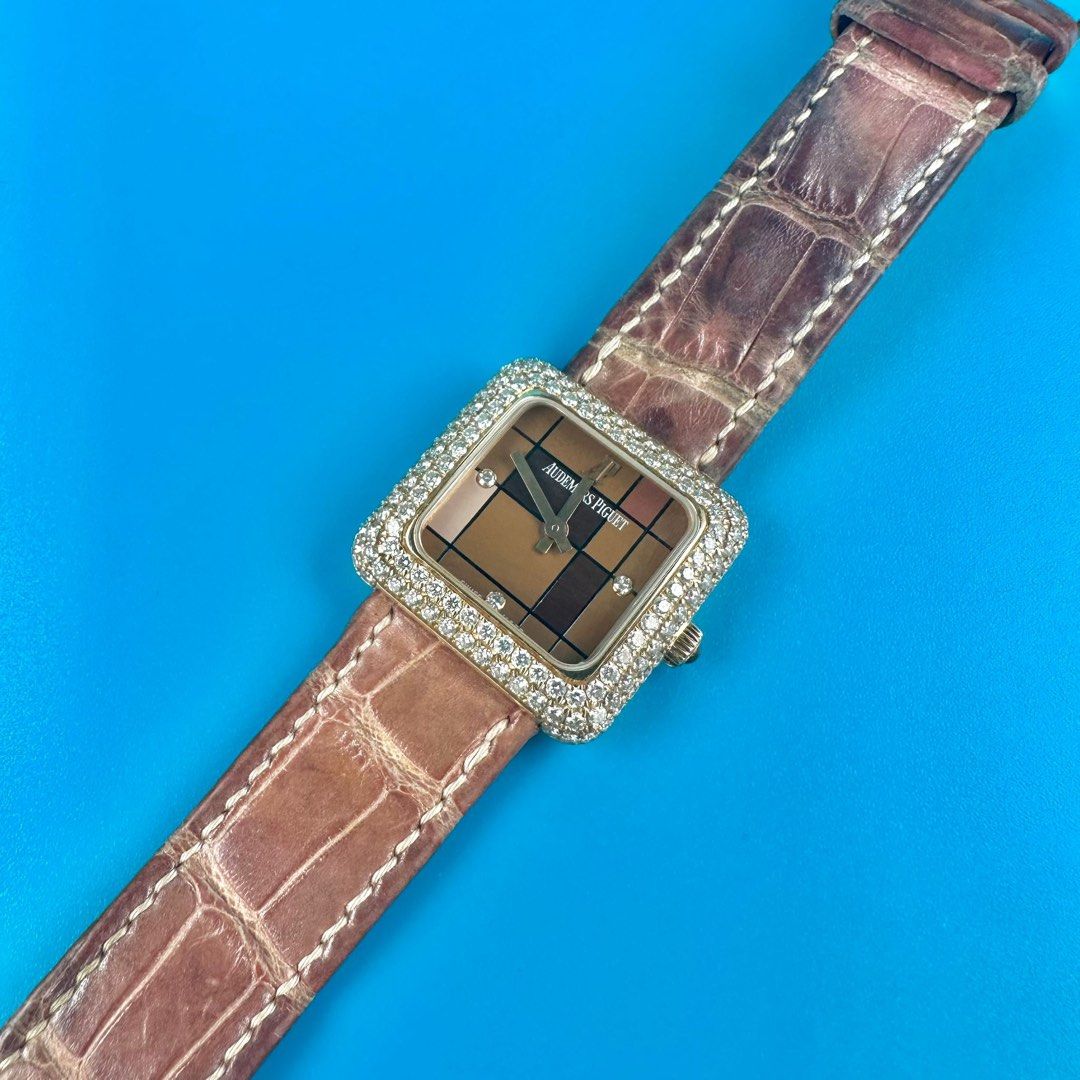 Audemars Piguet 25mm Rose Gold Factory Set Double Row Diamond Bezel