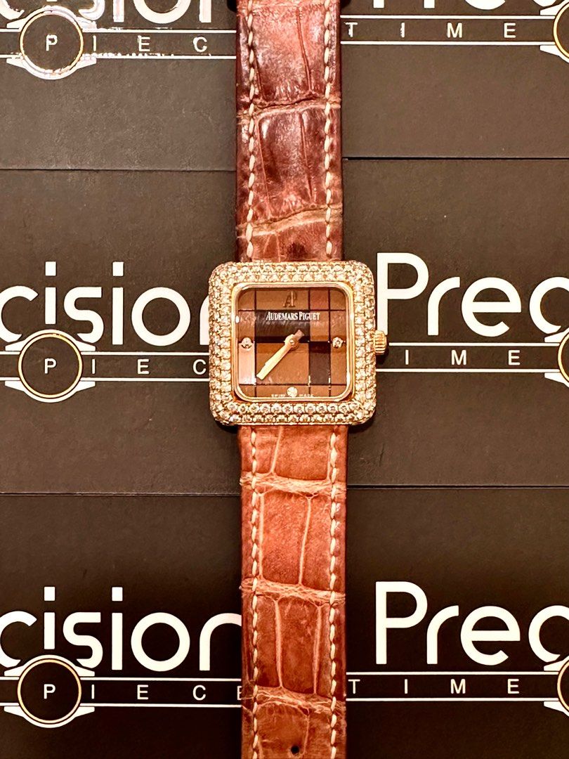 Audemars Piguet 25mm Rose Gold Factory Set Double Row Diamond Bezel