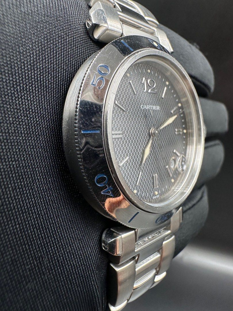 Cartier Pasha Date 38mm Wave Pattern Grey Dial