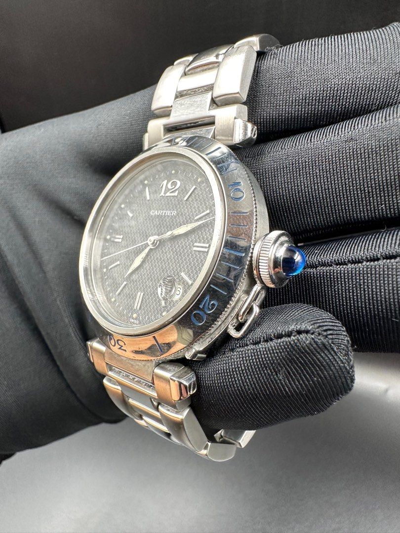 Cartier Pasha Date 38mm Wave Pattern Grey Dial