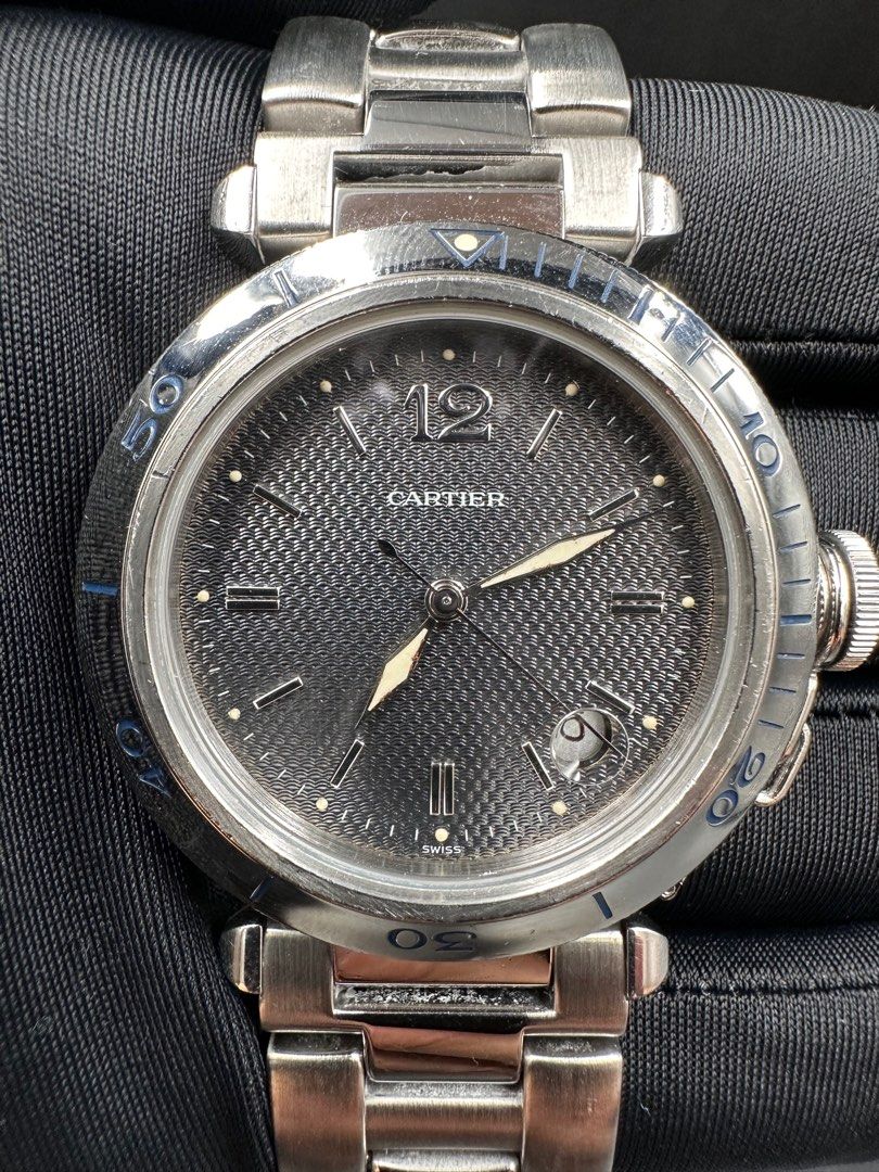Cartier Pasha Date 38mm Wave Pattern Grey Dial