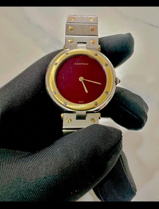 Cartier Santos Vendom Reg: 81913 Burgundy Dial 24mm Quartz