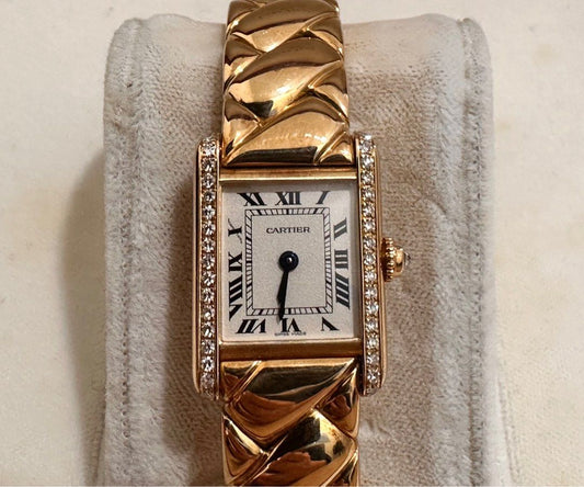 Cartier Tank Louis 🔥 Rare 🔥“Braided” Bracelet 18mm 18K Yellow Gold