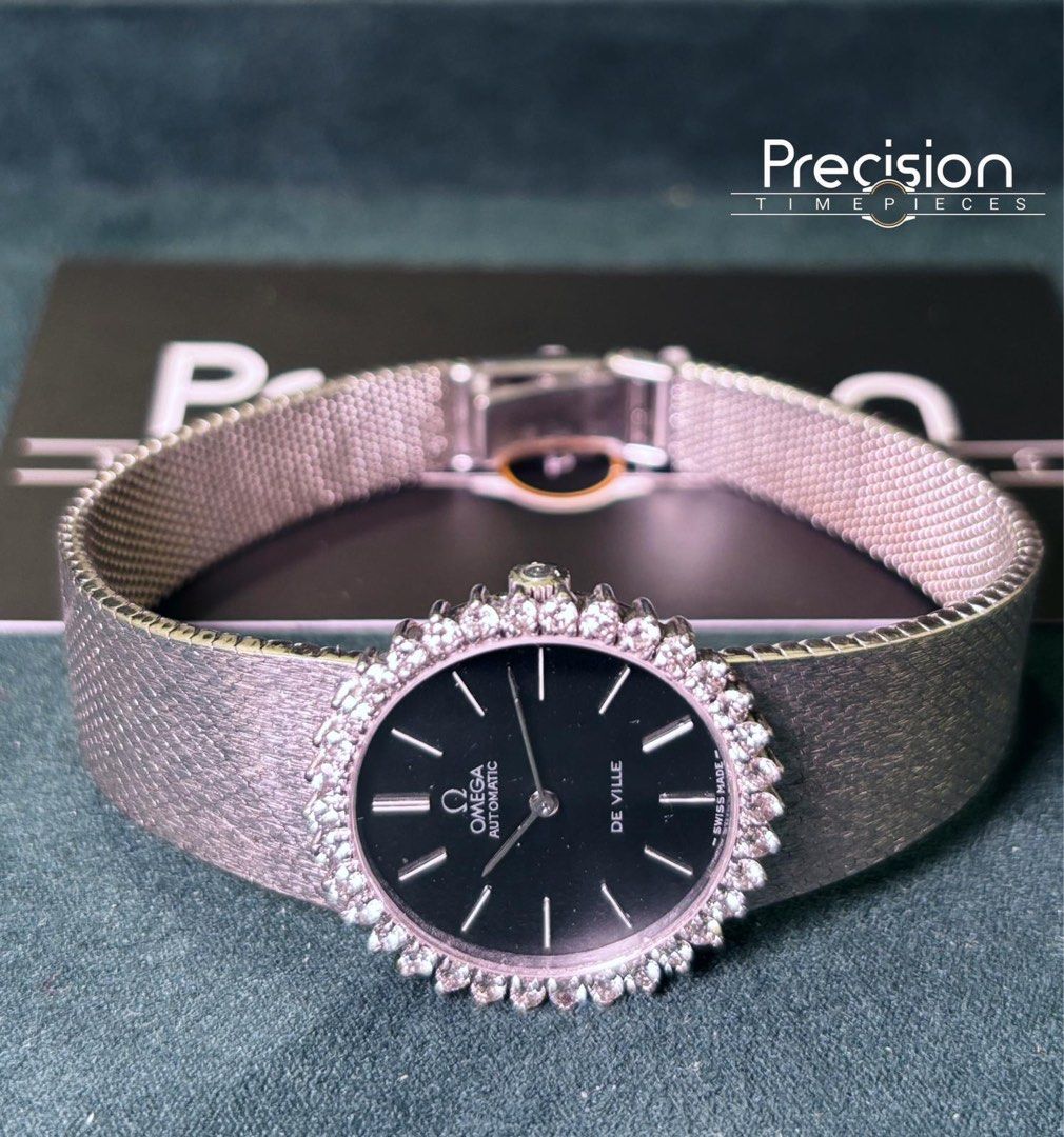 Omega De Ville Diamond Bezel 18K White Gold