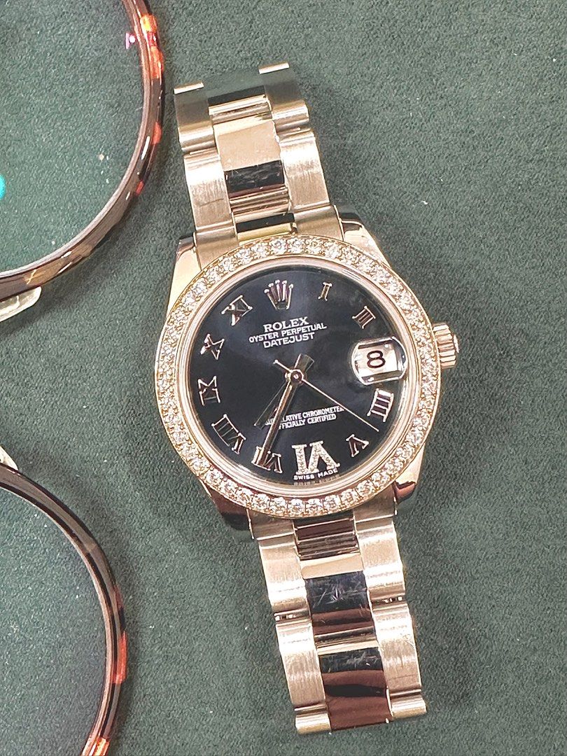 Rolex DateJust 31 Blue ŵ Diamond 6 Dial Factory Diamond Bezel Full Set