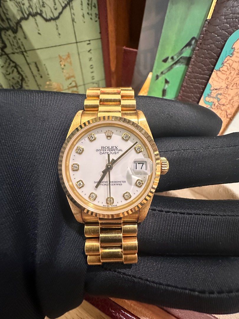 Rolex DateJust 31 Ref: 68278 Untouched Case Full Set White Diamond Dial