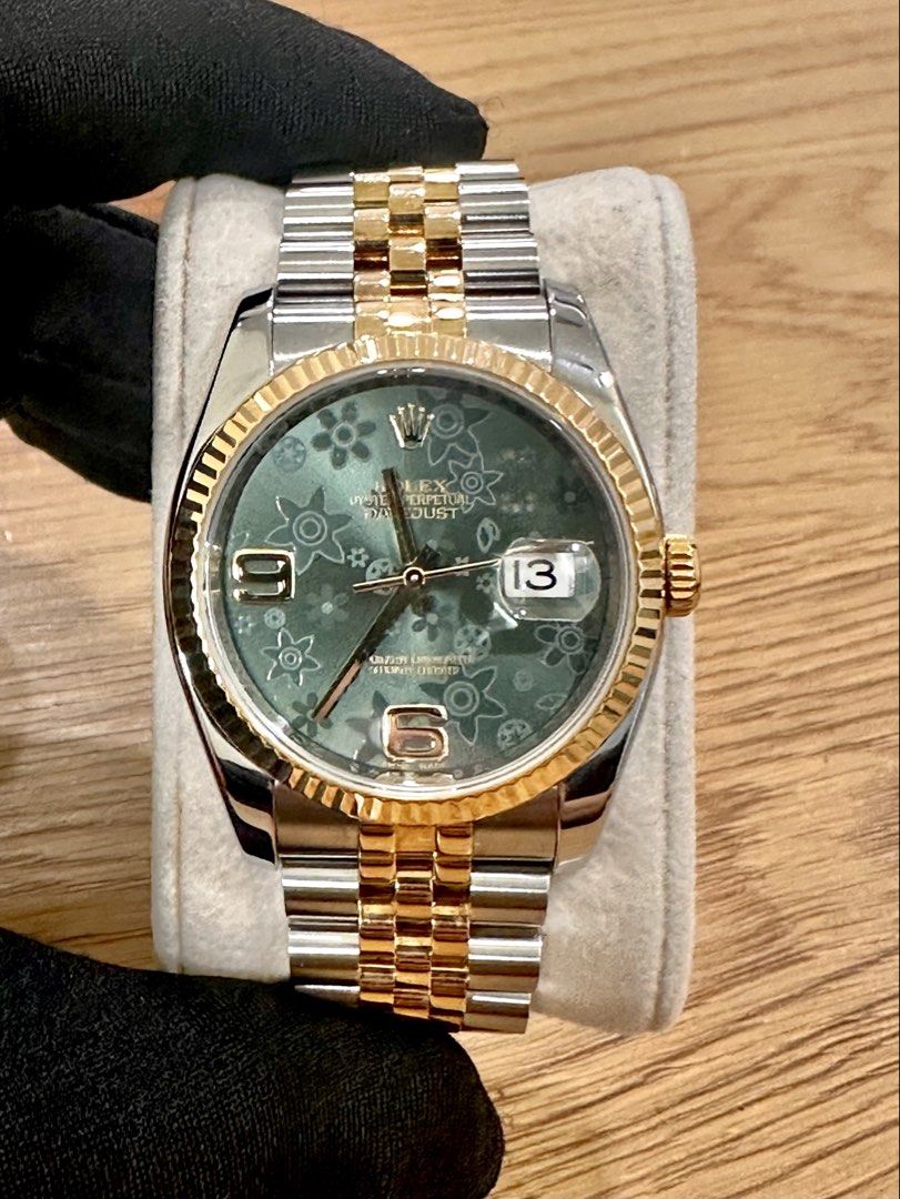 Rolex DateJust 36 Ref: 116233 Two-Tone 🔥Rare Olive Green Flora