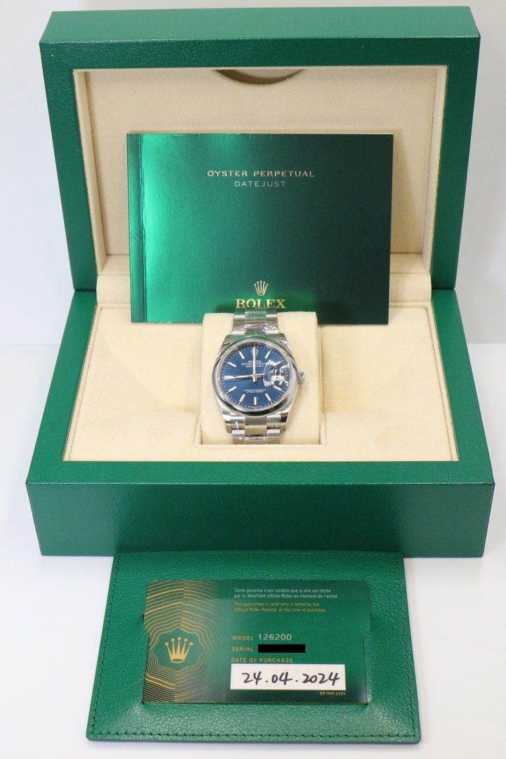Rolex DateJust 36 Ref: 126200 Blue Dial Unworn