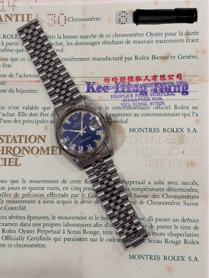 Rolex DateJust 36 Ref: 16014 Blue Buckley Dial Full Set
