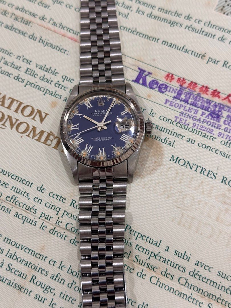 Rolex DateJust 36 Ref: 16014 Blue Buckley Dial Full Set