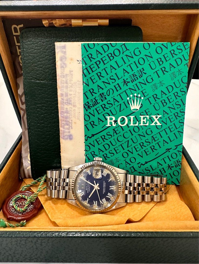 Rolex DateJust 36 Ref: 16014 Blue Buckley Dial Full Set