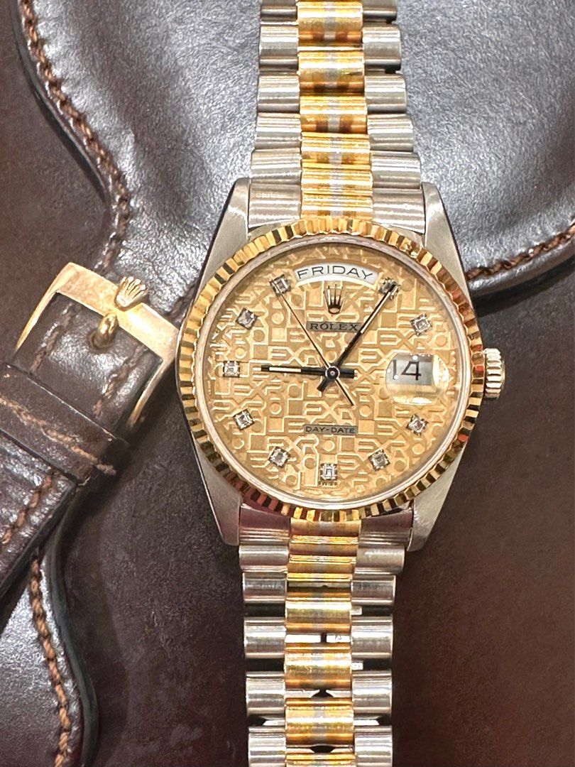 Rolex Day-Date 36 Tridor Full Set Champagne “Computer” Diamond Dial Ref: 18239