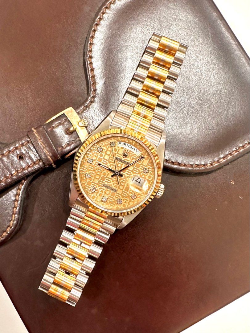 Rolex Day-Date 36 Tridor Full Set Champagne “Computer” Diamond Dial Ref: 18239