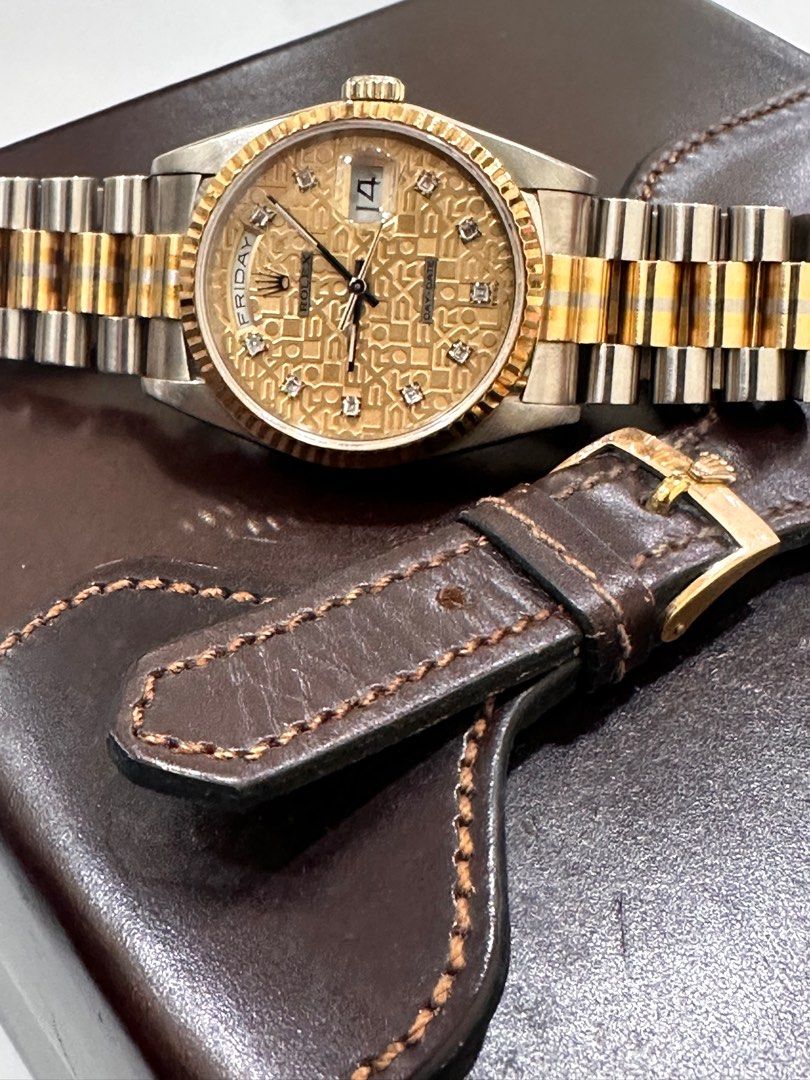 Rolex Day-Date 36 Tridor Full Set Champagne “Computer” Diamond Dial Ref: 18239