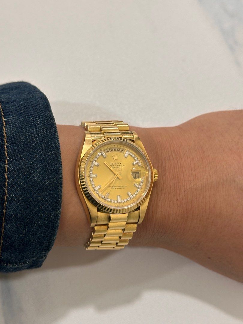 Rolex Day-Date Ref: 18038 ŵ Baguette & String Diamond Dial Full Set