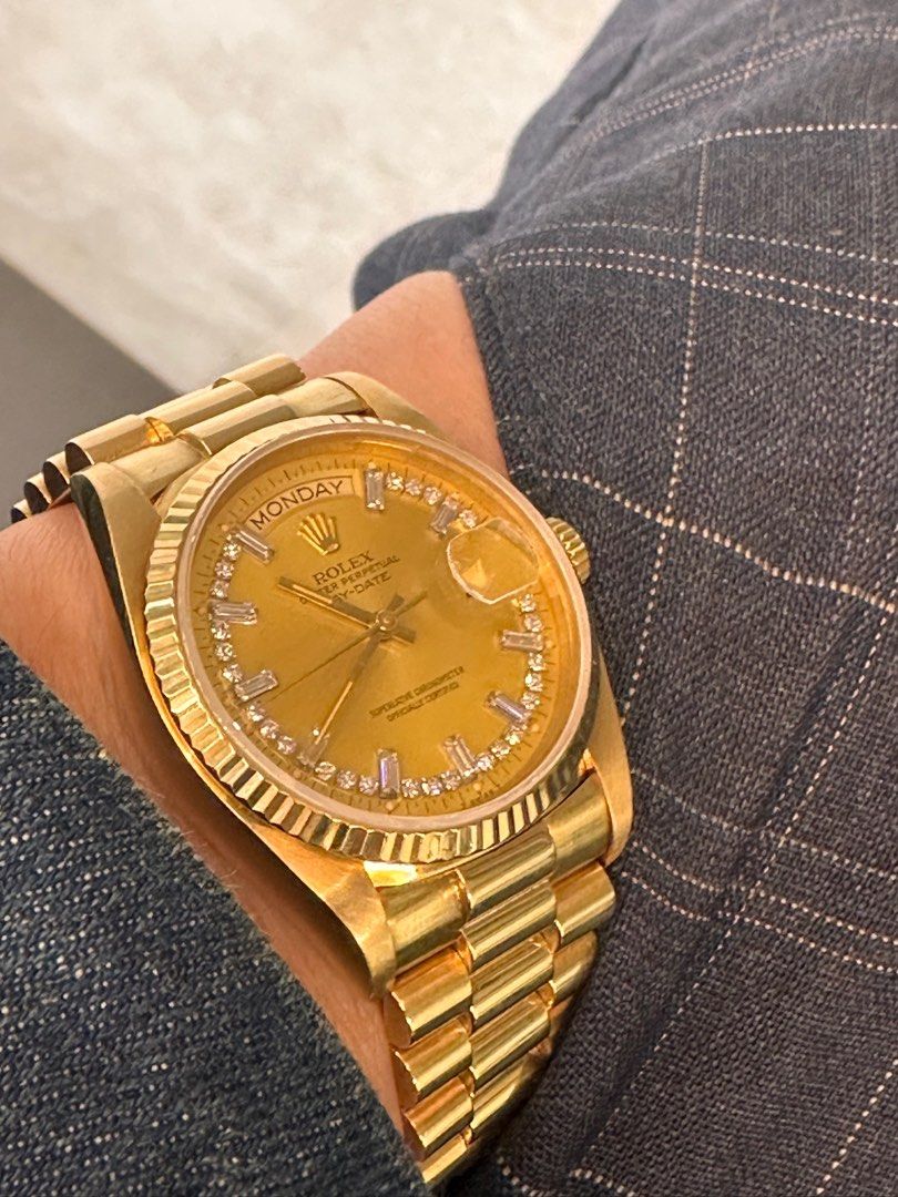 Rolex Day-Date Ref: 18038 ŵ Baguette & String Diamond Dial Full Set