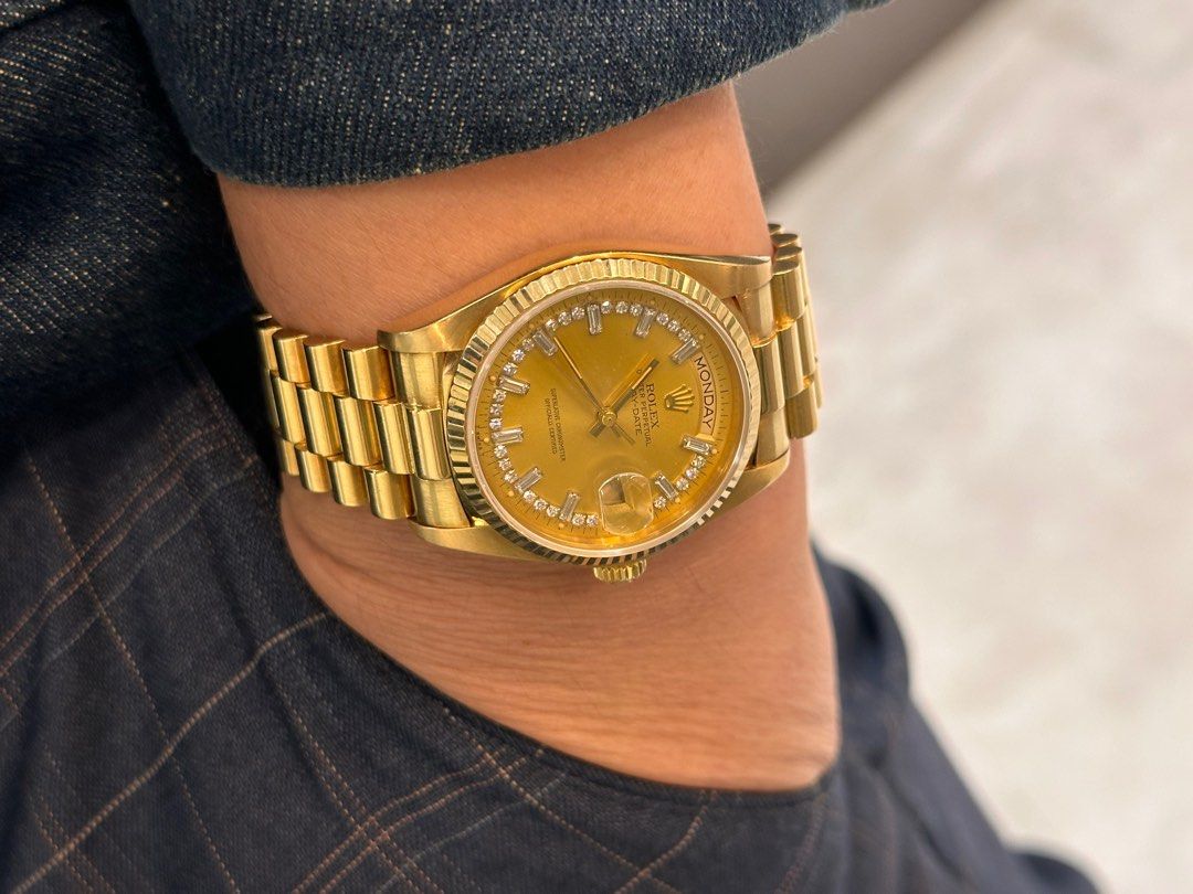 Rolex Day-Date Ref: 18038 ŵ Baguette & String Diamond Dial Full Set