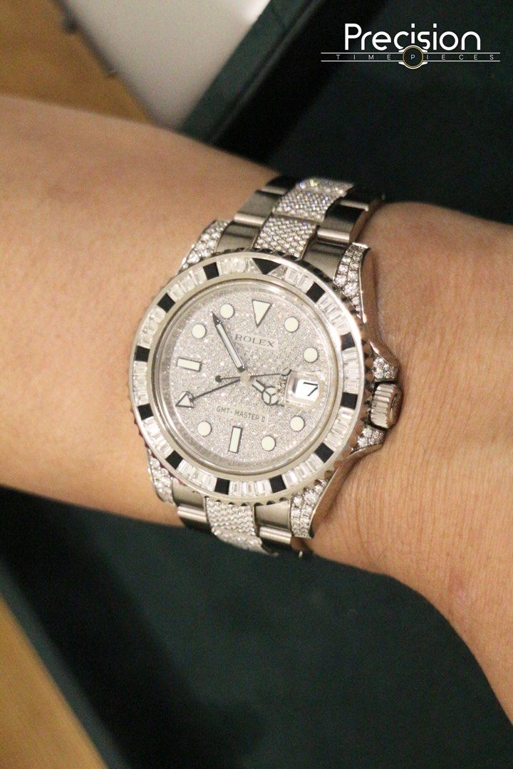 Rolex GMT-Master II Original Rolex Pavé Diamonds Dial Bezel Lugs & Bracelet Full Set