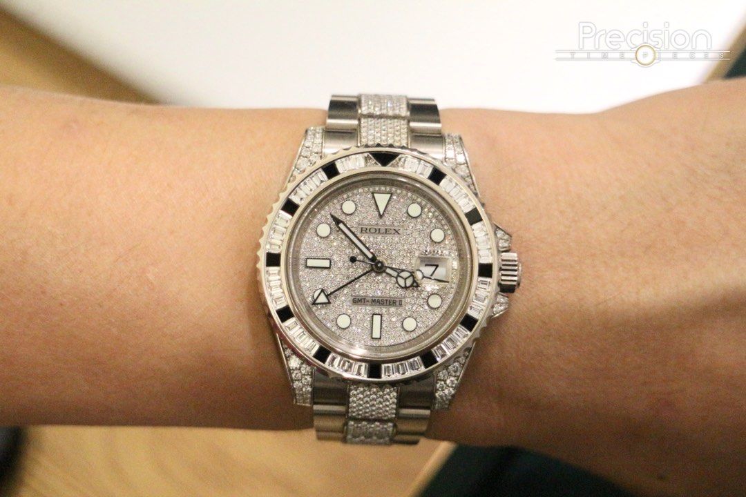 Rolex GMT-Master II Original Rolex Pavé Diamonds Dial Bezel Lugs & Bracelet Full Set
