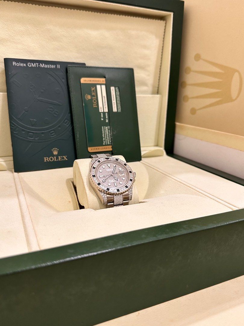 Rolex GMT-Master II Original Rolex Pavé Diamonds Dial Bezel Lugs & Bracelet Full Set